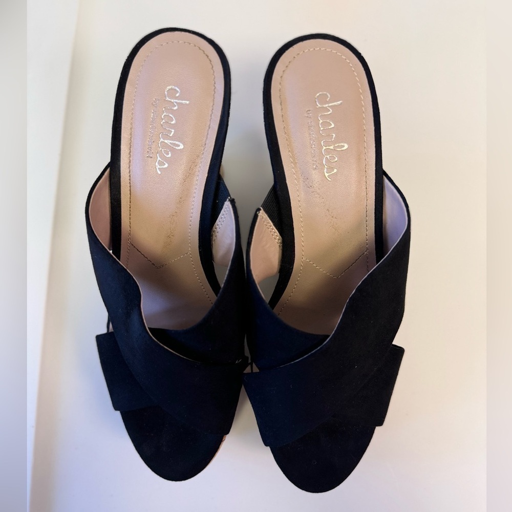 Charles by Charles David Latrice Microsuede Wedge Sandals In Black - Picture 7 of 8